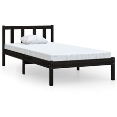 vidaXL gultas rāmis, melns, priedes masīvkoks, 100x200 cm cena un informācija | Gultas | 220.lv