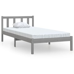 vidaXL gultas rāmis, pelēks, priedes masīvkoks, 90x190 cm цена и информация | Кровати | 220.lv