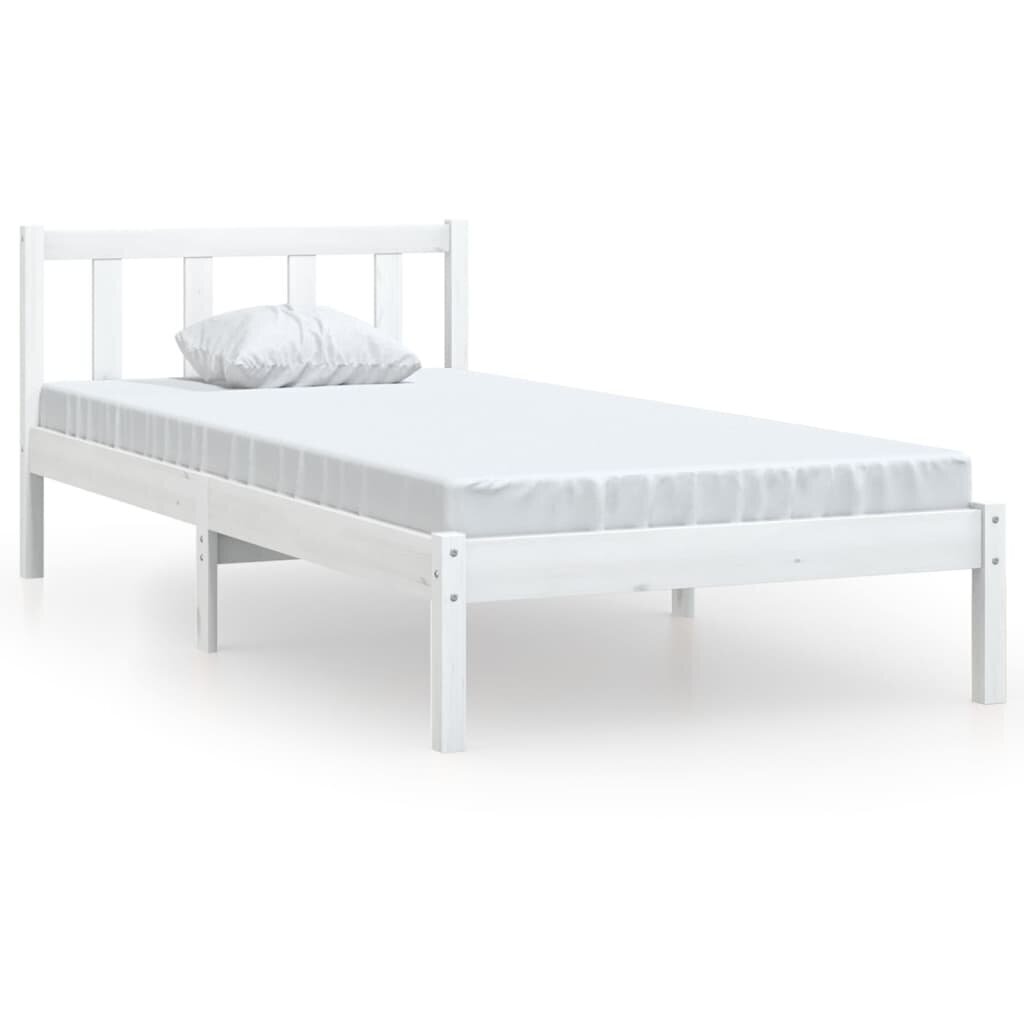 vidaXL gultas rāmis, balts, priedes masīvkoks, 90x200 cm cena un informācija | Gultas | 220.lv