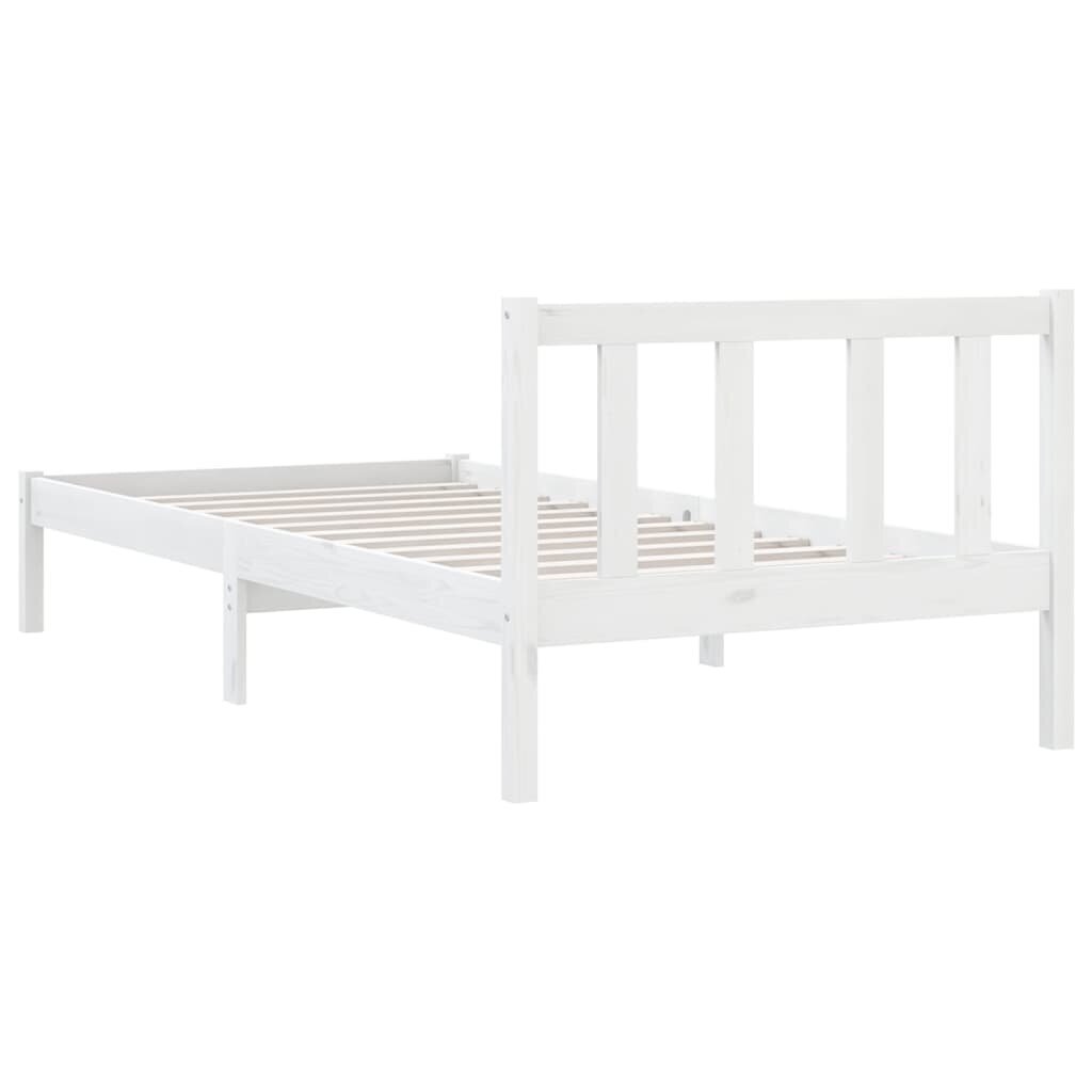 vidaXL gultas rāmis, balts, priedes masīvkoks, 90x200 cm cena un informācija | Gultas | 220.lv