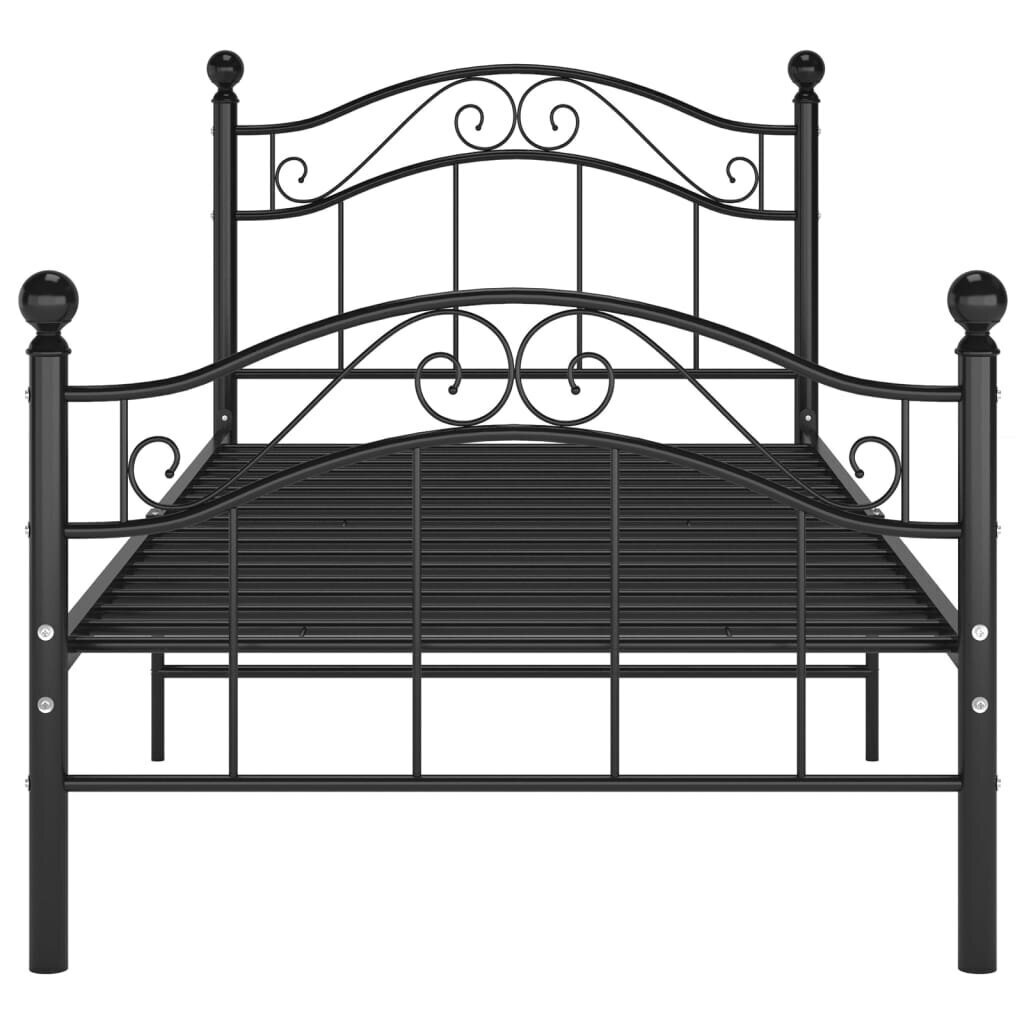 vidaXL gultas rāmis, melns, 90x200 cm, metāls cena un informācija | Gultas | 220.lv