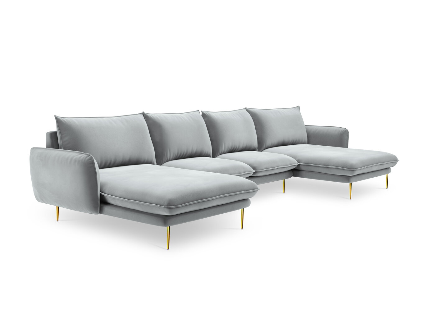 Stūra dīvāns Cosmopolitan Design Vienna 6S, gaiši pelēks/zeltainas krāsas cena un informācija | Stūra dīvāni | 220.lv