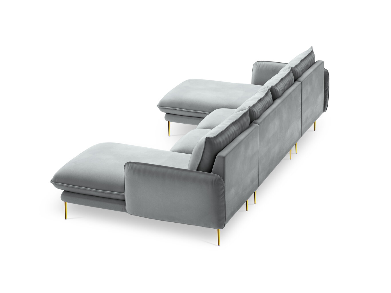 Stūra dīvāns Cosmopolitan Design Vienna 6S, gaiši pelēks/zeltainas krāsas cena un informācija | Stūra dīvāni | 220.lv