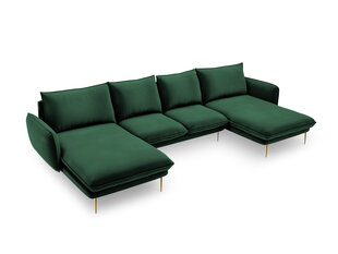 Stūra dīvāns Cosmopolitan Design Vienna 6S, tumši zaļš/zeltainas krāsas cena un informācija | Stūra dīvāni | 220.lv