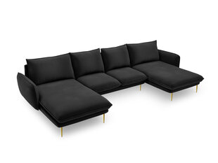 Stūra dīvāns Cosmopolitan Design Vienna 6S, melns/zeltainas krāsas цена и информация | Угловые диваны | 220.lv