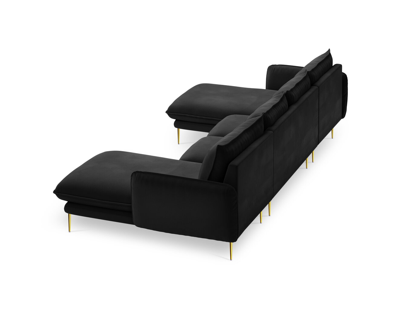 Stūra dīvāns Cosmopolitan Design Vienna 6S, melns/zeltainas krāsas cena un informācija | Stūra dīvāni | 220.lv