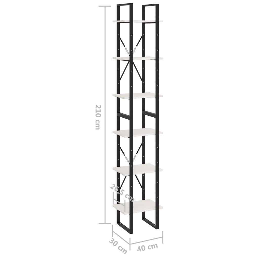 vidaXL augstais plaukts, balts, 40x30x210 cm, priedes masīvkoks cena un informācija | Plaukti | 220.lv