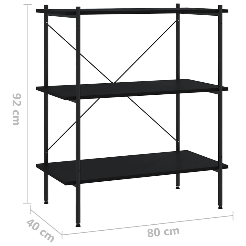 vidaXL 3-līmeņu plaukts, melns, 80x40x92 cm cena un informācija | Plaukti | 220.lv