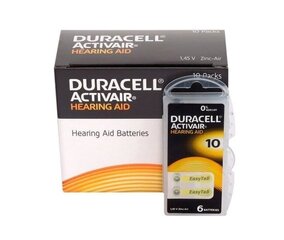 Duracell elementi dzirdes aparātiem ActivAir PR70 10, 60 gab. цена и информация | Батерейки | 220.lv