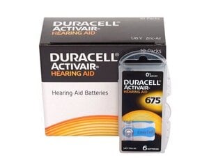 Элементы Duracell для слуховых аппаратов ActivAir PR44 675, 60 шт. цена и информация | Батерейки | 220.lv
