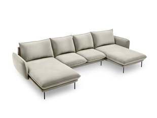 Stūra dīvāns Cosmopolitan Design Vienna 6S, smilškrāsas/melns cena un informācija | Stūra dīvāni | 220.lv