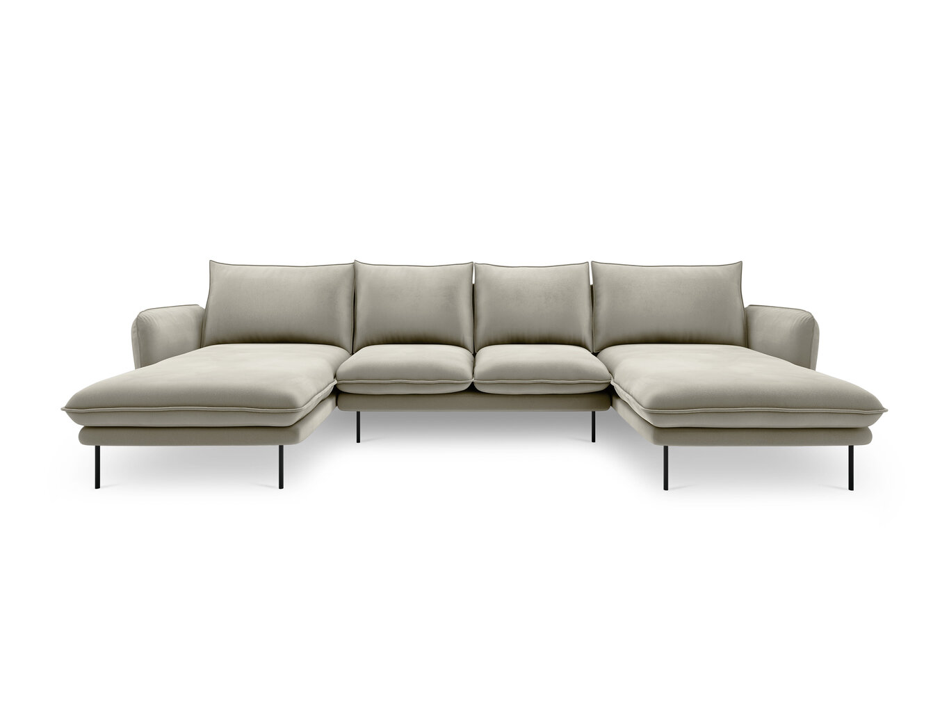 Stūra dīvāns Cosmopolitan Design Vienna 6S, smilškrāsas/melns cena un informācija | Stūra dīvāni | 220.lv