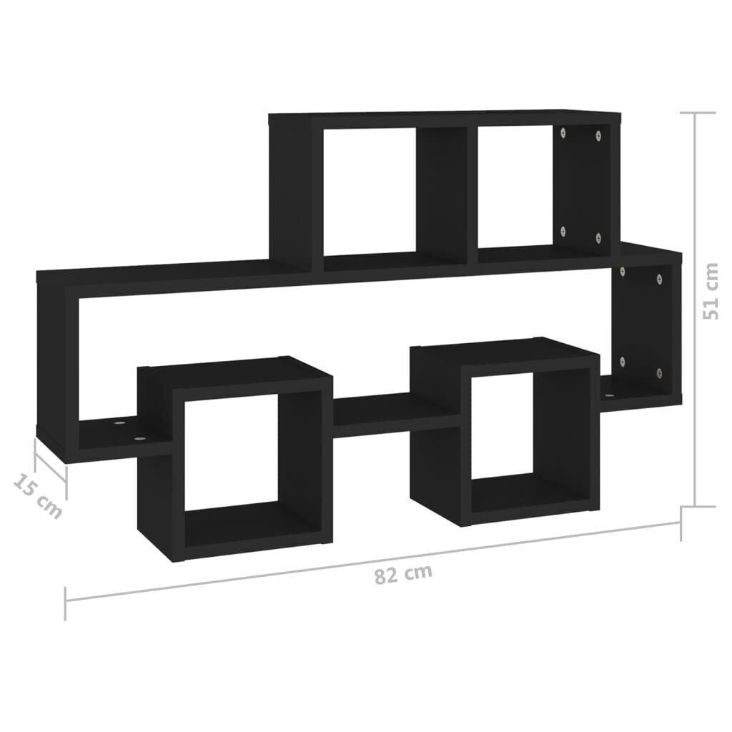 vidaXL sienas plaukts, mašīnas forma, melns, 82x15x51 cm cena un informācija | Plaukti | 220.lv