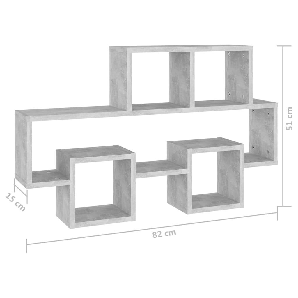 vidaXL sienas plaukts, mašīnas forma, betona pelēks, 82x15x51 cm cena un informācija | Plaukti | 220.lv