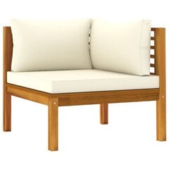 Stūra dīvāns ar krēmkrāsas spilveniem vidaXL, 2 gab., akācijas masīvkoks cena un informācija | Dārza krēsli | 220.lv