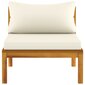 vidaXL moduļu dīvāna vidusdaļa ar krēmkrāsas spilvenu, akācijas masīvkoks цена и информация | Dārza krēsli | 220.lv