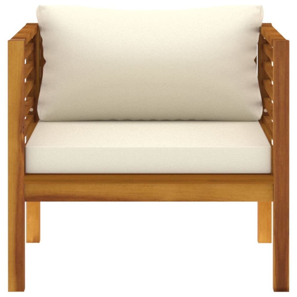 vidaXL dārza krēsls ar krēmkrāsas spilveniem, akācijas masīvkoks цена и информация | Dārza krēsli | 220.lv