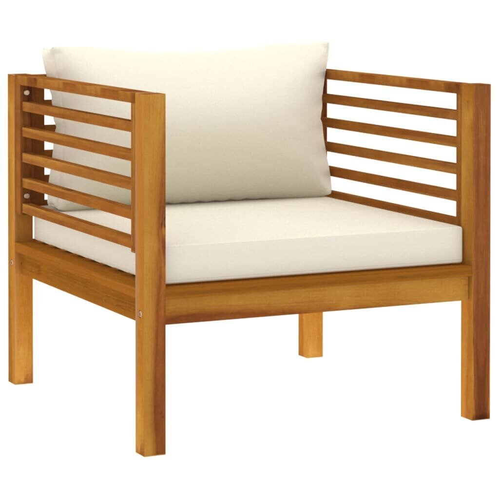 vidaXL dārza krēsls ar krēmkrāsas spilveniem, akācijas masīvkoks cena un informācija | Dārza krēsli | 220.lv