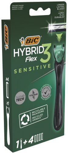 BIC skuvekļi Hybrid 3 Flex Sensitive, 1+4 gab. цена и информация | Skūšanās piederumi, kosmētika | 220.lv