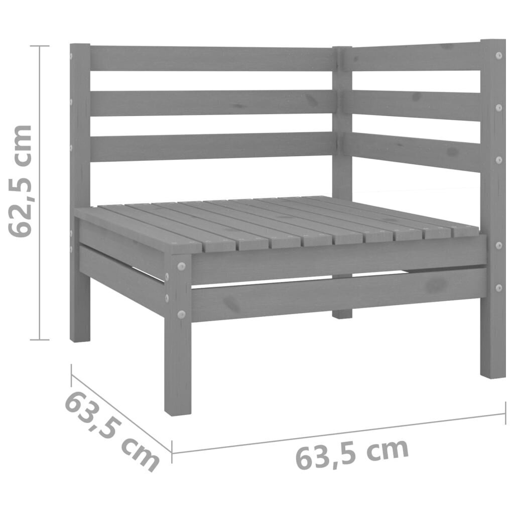 vidaXL dārza stūra dīvāns, pelēks, priedes masīvkoks cena un informācija | Dārza krēsli | 220.lv