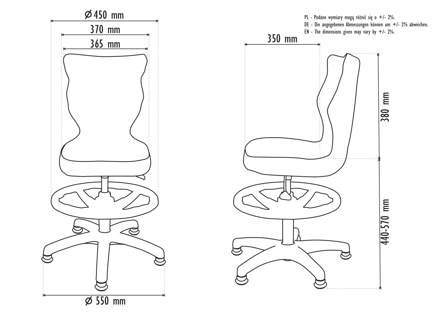 Ergonomisks bērnu krēsls Entelo ar kāju balstu Good Chair Petit VS01 4, melns/balts цена и информация | Biroja krēsli | 220.lv