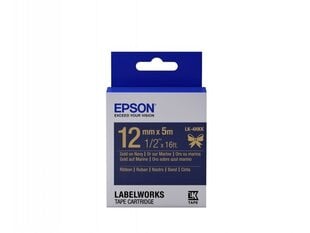 Epson Label Cartridge Satin Ribbon LK-4HKK Gold on Navy 12mm (5m) • Epson labels are designed to last
• Durable satin ribbon tapes resist water and abrasion
• Great-value 5-metre label tapes
• Can be used also for clothes naming (to be sewn)

For best results, Epson Satin Ribbon Tapes should be printed at room temperatures of between 15°C and 35°C. цена и информация | Картриджи для струйных принтеров | 220.lv
