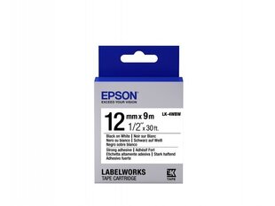 Epson Label Cartridge LK-4WBW Strong Adhesive Black on White 12mm (9m) • Extra-strength adhesive
• 9mm to 18mm width
• Black text on a yellow, white or transparent background
• Epson labels are designed to last
• Durable labels resist water and withstand hot and cold conditions
• Great-value 9-metre label tapes цена и информация | Картриджи для струйных принтеров | 220.lv