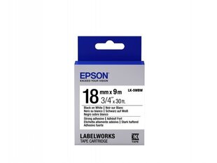 Epson Label Cartridge LK-5WBW Strong Adhesive Black on White 18mm (9m) • Extra-strength adhesive
• 9mm to 18mm width
• Black text on a yellow, white or transparent background
• Epson labels are designed to last
• Durable labels resist water and withstand hot and cold conditions
• Great-value 9-metre label tapes цена и информация | Картриджи для струйных принтеров | 220.lv