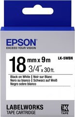 Epson Label Cartridge LK-5WBN Standard glue Black on White 18mm (9m) • Ideal for everyday use
• Range of widths from 6mm to 36mm*1
• Red, blue or black text on a white background
• Epson labels are designed to last
• Durable labels resist water and withstand hot and cold conditions
• Great-value 9-metre label tapes цена и информация | Картриджи для струйных принтеров | 220.lv
