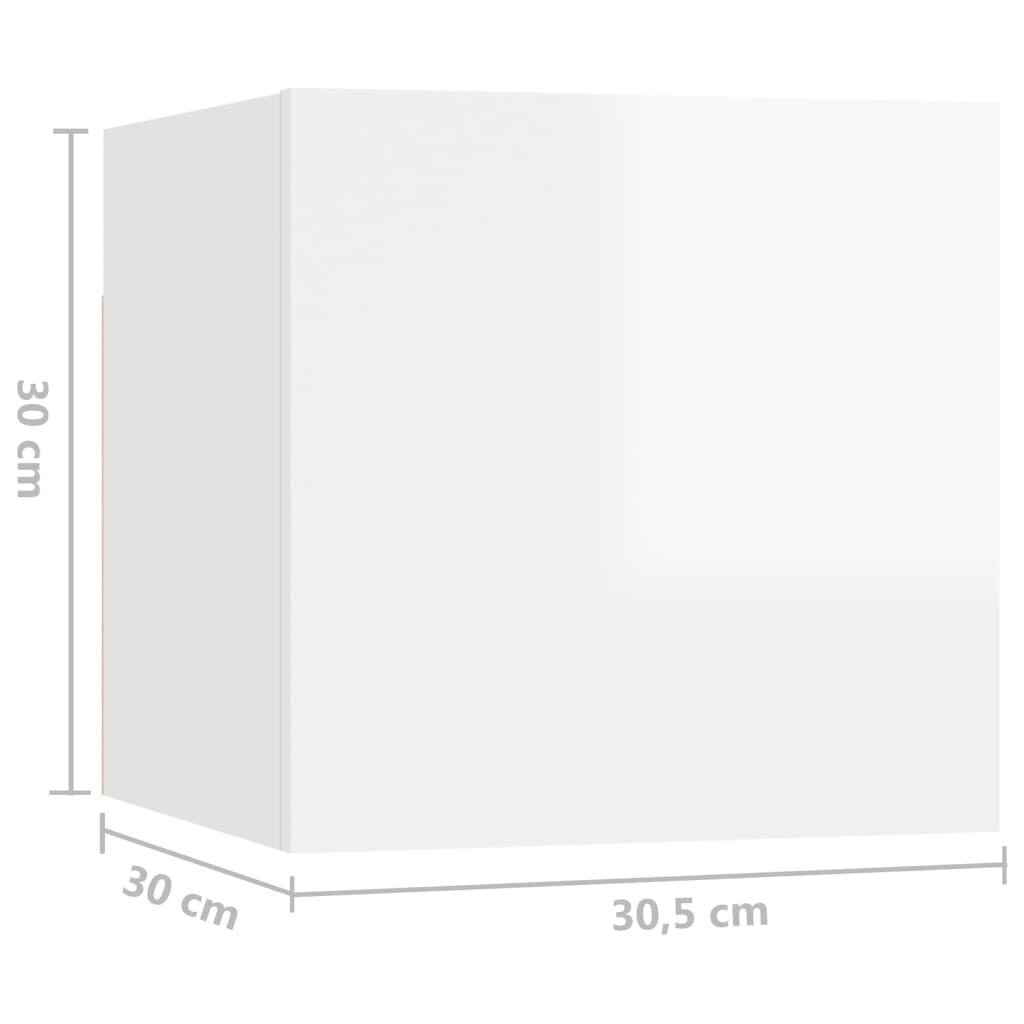 vidaXL naktsskapītis, 30,5x30x30 cm, spīdīgi balts, skaidu plāksne cena un informācija | Naktsskapīši | 220.lv