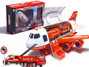 Игрушечный самолет с 3 пожарными машинами цена и информация | Конструктор автомобилей игрушки для мальчиков | 220.lv
