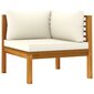 vidaXL 2-daļīgs dīvānu komplekts ar krēmbaltiem matračiem, akācija cena un informācija | Dārza krēsli | 220.lv