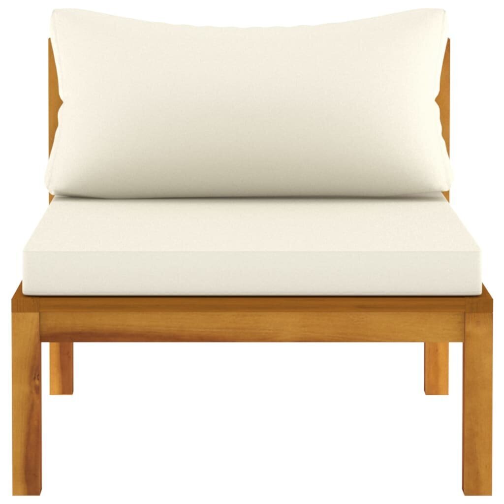 vidaXL 2-daļīgs dīvānu komplekts ar krēmbaltiem matračiem, akācija cena un informācija | Dārza krēsli | 220.lv