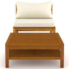 vidaXL 2-daļīgs dārza dīvānu komplekts ar krēmbaltiem matračiem, akācija cena un informācija | Dārza krēsli | 220.lv