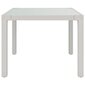 vidaXL dārza galds, balts, 90x90x75 cm, PE rotangpalma un rūdīts stikls cena un informācija | Dārza galdi | 220.lv