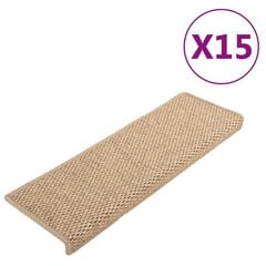 Pašlīmējoši kāpņu paklāji, 15 gab., 65x25 cm, smilškrāsas цена и информация | Ковры | 220.lv