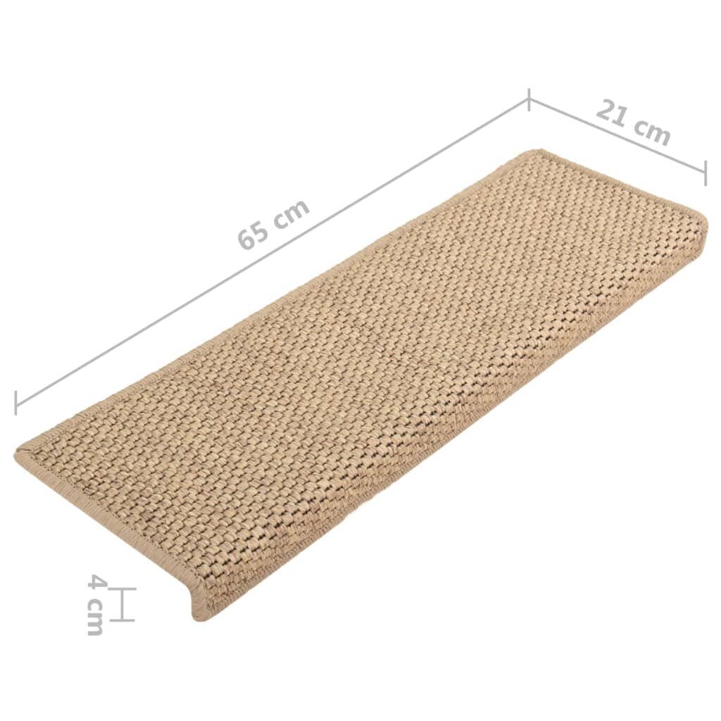 Pašlīmējoši kāpņu paklāji, 15 gab., 65x25 cm, smilškrāsas цена и информация | Paklāji | 220.lv