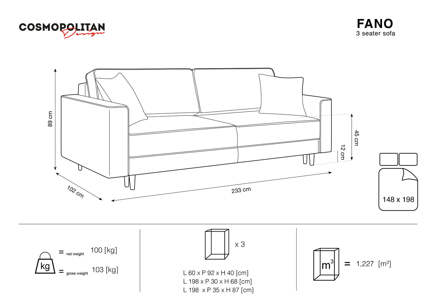 Dīvāns Cosmopolitan Design Fano, dzeltens/melns cena un informācija | Dīvāni | 220.lv