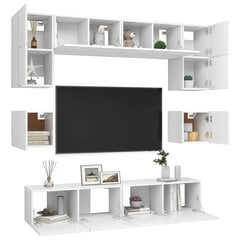 vidaXL 8-daļīgs TV skapīšu komplekts, balts, skaidu plāksne cena un informācija | TV galdiņi | 220.lv