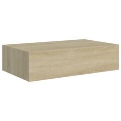 vidaXL sienas atvilktņu plaukts, ozolkoka krāsa, 40x23,5x10 cm, MDF cena un informācija | Plaukti | 220.lv