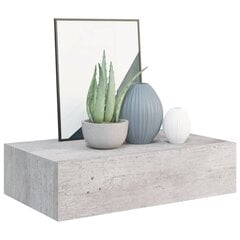 vidaXL sienas atvilktņu plaukti, 2 gab., pelēki, 40x23,5x10 cm, MDF цена и информация | Полки | 220.lv