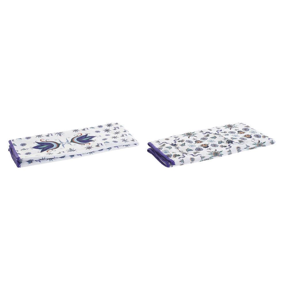 Virtuves Dvielis DKD Home Decor Zils Balts Mikrošķiedra (2 pcs) cena un informācija | Dvieļi | 220.lv