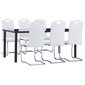 vidaXL virtuves galds un 6 krēsli, balta mākslīgā āda cena un informācija | Ēdamistabas komplekti | 220.lv