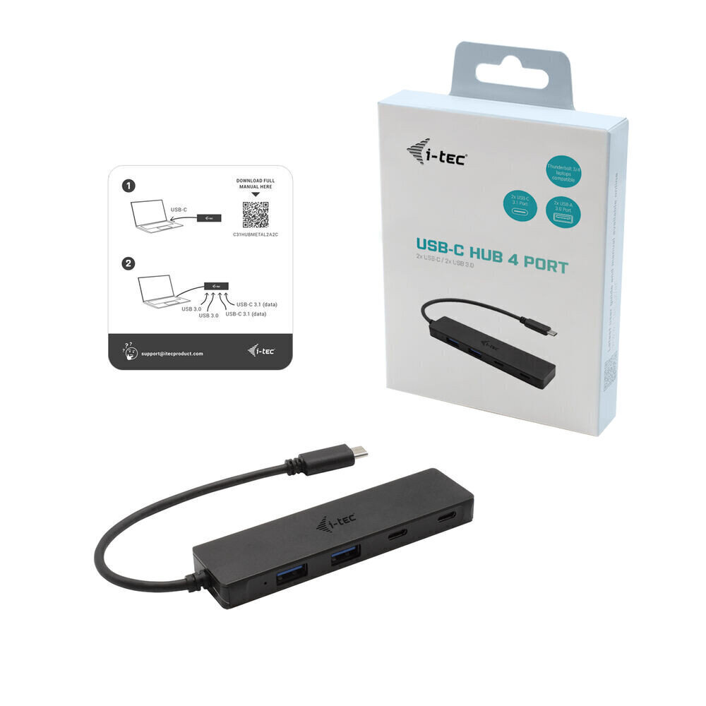 I-TEC USB-C adapteris 2X USB 3.0 + 2X USB-C, USB 3.2 GEN 1 (3.1 GEN 1) TYPE-C, USB 3.2 GEN 1 цена и информация | Adapteri un USB centrmezgli | 220.lv