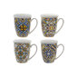 Tasīte ar tējas filtru DKD Home Decor, porcelāns/nerūsējošais tērauds, zils/dzeltens, 4 gab. цена и информация | Glāzes, krūzes, karafes | 220.lv