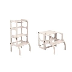 Вспомогательные деревянные ступеньки - столик, серый с зажимами серебристого цвета 4IQ цена и информация | Детские столы и стулья | 220.lv