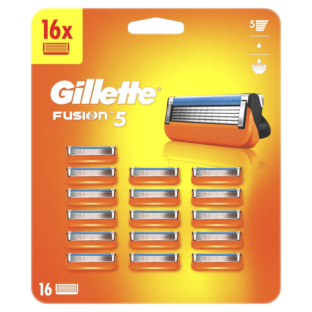 Gillette Fusion5 Skuvekļa Asmeņi Vīriešiem, 16 Rezerves Asmeņi цена и информация | Skūšanās piederumi, kosmētika | 220.lv