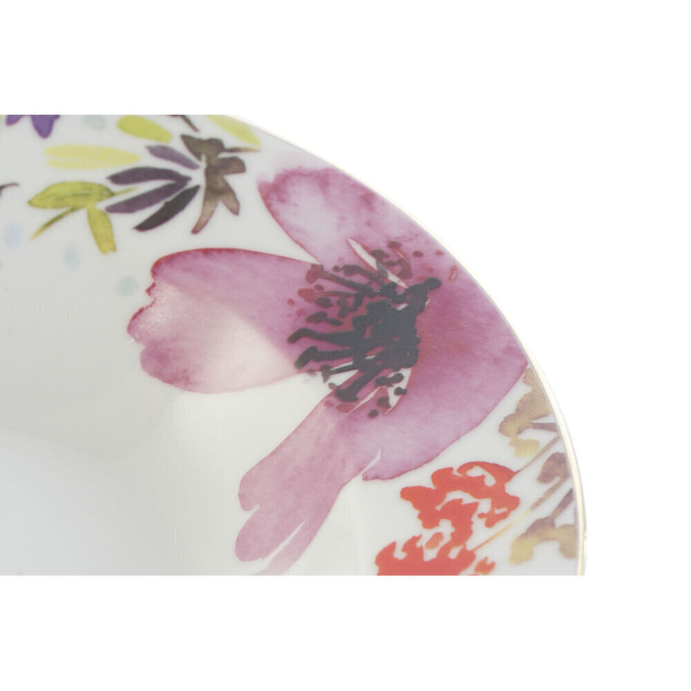 Dziļais šķīvis DKD Home Decor, ziedi, 21.5 x 21.5 x 3.5 cm, 2 gab. цена и информация | Trauki, šķīvji, pusdienu servīzes | 220.lv