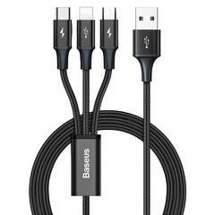 USB kabelis 3in1 Baseus, USB to micro USB, USB-C, 3.5A, 1.2m цена и информация | Кабели для телефонов | 220.lv