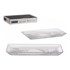 Стеклянный прозрачный поднос Madlen (12x1.8x21.8 см) (2 шт.) цена и информация | Посуда, тарелки, обеденные сервизы | 220.lv